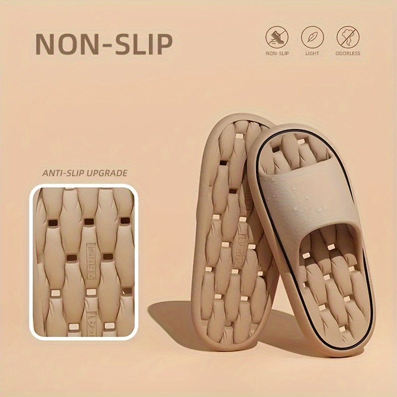 product-fancy-d9d82c79-d2ee-4454-a885-c3afc3d02290.jpg Unisex Solid Color Eva Pillow Slides, Lightweight Soft Sole Quick Drying Shower Slides, Non-Slip Summer Travel Slides - Image 1