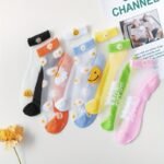 5Pcs Women'S Korean Style Daisy Ankle Socks - Breathable & Lightweight, No-Show Summer Boat Socks In Assorted Colors With Invisible Toe Design, Cute Socks - Image 3