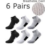 6/12 Pairs Men'S Soft Breathable Athletic Socks - Geometric Pattern, Low-Cut Design For Basketball & Football, Comfortable Polyester Blend, Black & White Options, Sports Socks, Sporty Style, Durable Knit - Image 9