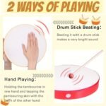 Natural Wooden Hand Drum, White Educational Hand-Held Percussion Instrument Toy With Mallet Included - Image 6
