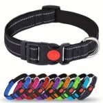 Mitooe 1Pc Reflective Dog Collar With Safety Locking Buckle, Adjustable Soft Neoprene Padded, Breathable Nylon, Striped Pattern, Polyester Material For Small To Large Dogs - Image 12