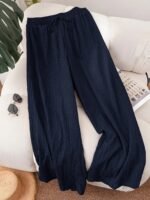 Plus Size, Comfortable Women'S New Spring Summer Business Casual Beachwear For Women, Valentine'S Day Style Fashion Commuter Elegant Purple For Lotus Pink Wide-Leg Pants, Lavender Loose-Fit Vacation Outfit Cruise Wear Summer Trousers - Image 5