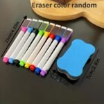 8 Pcs Scratch-Free Erasable Whiteboard Pens - Color Random Set, Easy To Wipe Board Eraser, Magnetic Erasable Markers - Office Supplies - Image 2