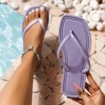 Women'S Summer Fashion Flip-Flops - Comfortable, Durable Eva Material, Flat Heel, Slip-On Thong Sandals For Beach & Casual Wear, Black With White Stripe, Ladies Sandals - Image 13