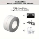 Easy-Install Waterproof Sealing Strip - Self-Adhesive White Pvc, Perfect For Showers, Sinks, Kitchens & Bathtubs - Home & Commercial Use - Image 12