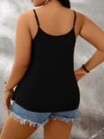 Plus Size Lace Trim Cami Top, Elegant Cut Out Sleeveless Top For Summer, Women'S Plus Size?Clothing - Image 3