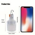 Rechargeable Led Camping Lantern, Usb Charging Dimmable Wall Mount Flashlight With Push Button Control, Portable Emergency Outdoor Light With Hook For Adventure, Fishing, Abs Plastic, ?36V - Image 2