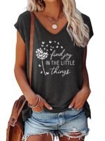 Letter & Dandelion Print V-Neck Tank Top, Casual Sleeveless Tank Top For Summer, Women'S Clothing - Image 7