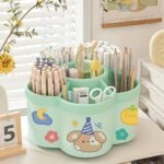 Rotating Desk Organizer - Multi-Compartment Storage Caddy For Stationery, Makeup Brushes, Lipsticks, Eyebrow Pencils - Durable Pp Material, Fragrance-Free, Ideal For Dorms And Office Desk Organization, Desk Accessories Office, Desk Supplies Holders For Home - Image 6