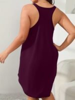 Plus Size Women'S Love Print Sleeveless Sleep Dress - Olive Green Lounge Nightgown, Machine Washable All-Season Comfort, Casual Loungewear & Sleepwear - Image 10