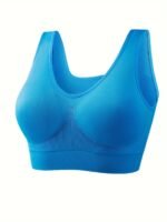3Pcs Women'S Plus Size No Underwire No Padding S Bras - Single-Layer Backless Design, Medium Support Seamless Bras For Running Workouts, Pastel Pink Lavender Blue, Essential, Backless Vest Style, Medium Elasticity - Image 3