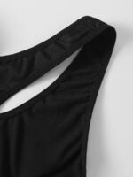 Plus Size Women'S Sporty Racerback Bralette - Cute Cartoon Print Stretchy Comfort Fit, No Underwire & No Padding, Hand Wash Only, Black, Sports Bras, Workout Accessory, Playful Design, Midcoverage Top - Image 4