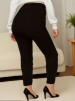 Elegant Plus Size High-Stretch Leggings - Solid Color, Casual & Fashionable For Running And Casual Attire - Image 5