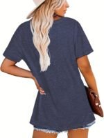 Women'S Casual Short Sleeve T-Shirt With Bold Geometric Idk Idgaf Print - Relaxed Fit Round Neck Summer Top, Machine Washable Lightweight Tee For Casual Attire, Ladies T Shirts, Comfortable Casualwear, Fashion, Breathable Fabric - Image 6