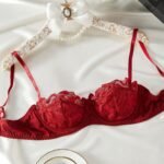 Contrast Lace Push Up Bra, Elegant Scallop Trim Bow Tie Bra, Women'S Lingerie & Underwear