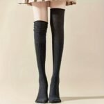 Women'S Over-The-Knee Socks, Ruffle Detail, Striped Knit Polyester, 90G/M?, Hand Wash, Slimming Fit, Versatile For Spring, Autumn, And Winter - Image 6