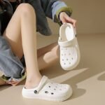 Eva Clogs, Breathable Solid Color Slip-On Sandals, Comfortable Flat Heel Beach Pool Shoes For Men And Women, Hole Shoes, Trendy - Image 7