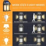 1Pc Solar Motion Lights Outdoor, 3 Modes House Solar Lights,Solar Wall Lights Outdoor Lights For Front Door, Backyard, Garage, Deck(Warm White) - Image 5