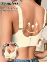 Women'S Full Coverage Wireless Bra, Polyamide 85% Elastane 15%, Knit Fabric, Solid Color, Removable Pads, Comfortable Everyday Basics - Image 8