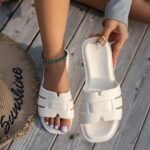 Women'S Black Eva Flat Slides - Open Toe Summer Beach Sandals, Casual Comfortable Slip-On Shoes With Ankle Strap, Large Size For Outdoor Relaxation, Ladies Sandals - Image 7