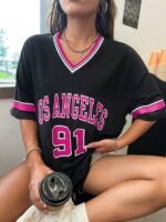 Women'S Oversized Graphic Tees Brooklyn Letter Short Sleeve Tshirt Tee Top - Image 5