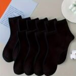 5/10 Pairs Women'S Lightweight Breathable Black Ankle Socks - Solid Color Basic Everyday Casual Socks, Soft Comfort Fit, Hand Wash Only, Cute Socks, Versatile Clothing Accessory, Simple Sock Pattern - Image 5