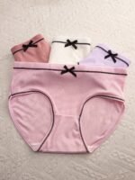 4Pcs Women'S Mid-Rise Briefs With Chic Bow Detail - Breathable & Comfortable Ribbed Texture In Assorted Colors, Stretchy Polyester Blend, Non-See-Through - Perfect For Casual Attire - Image 10