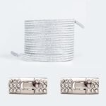 1 Pair Elastic No-Tie Shoe Laces With Diamond Buckle, Lightweight Acetate Rivet Laces, Solid Color Fashion Sneaker Laces, Hand Washable, Woven Craftsmanship, Sports Style - Image 7