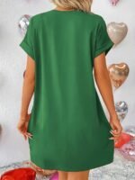 Dual Pocket Crew Neck Loose Dress, Casual Short Sleeve Dress For Spring & Summer, Women'S Clothing - Image 8