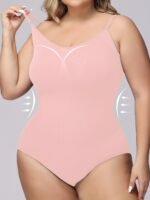 Women'S Plus Simple Shapewear Bodysuit, Plus Size Solid Seamless Tummy Control Slimming Adjustable Body Shaper - Image 10