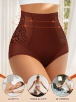 Miotan Women'S High-Waist Tummy Control Shapewear Panties, 1Xl-5Xl, Breathable Mesh Lace Design, Grey, Comfort Fit For Casual Attire, Tummy Control Underwear, Miotan - Image 7