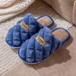 Women'S Plaid Color-Block Winter Slippers - Cozy Plush Faux Fur Lining, Non-Slip Pvc Sole, Soft Fabric Indoor House Shoes For Cold Floors, Grey & White Options, Cute Slippers, Plush Fur Interior, Durable Traction Footwear - Image 11