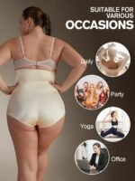1Pc High-Waist Tummy Control Shaping Panties With Cross-Compression Design - Seamless, No-Show Underwear For Women, Nylon & Elastane Blend, Machine Washable, Elegant Solid Color, Slimming Fit For Belly & Hips, Waist Slimming Panties|Crosscompression Panties|Before After Comparison, Tummy Control Underwear - Image 10