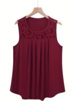 Solid Color Versatile Sleeveless Chest Pleated Casual Vacation Top - Image 4