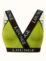 Plus Size Sexy Bra, Women'S Plus Contrast Letter Tape Non Padded High Stretch Bralette - Image 5