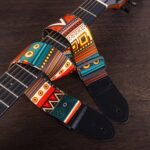Durable Faux Leather Guitar Strap - Edgy Skull & Flame Design, Checkered Pattern, Police-Themed, Geometric & Tribal Print - Universal Fit For Acoustic/Electric/Bass Guitars - Pink, Yellow, Black - Image 4