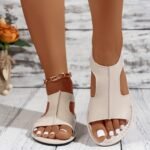 Women'S Solid Color Elegant Sandals, Lightweight Flat Elastic Strap Vacation Shoes, Summer Hollow Daily Footwear - Image 3