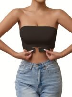 1Pc Of New Seamless Strapless Strap No Underwire Front Buckle Wrap Bra Underwear Women, Bandeau Invisible Anti-Light Anti-Slip Non-Slip Seamless Inner Bra, Bandeau Anti-Slip Line Small Chest Gathered Bra - Image 9