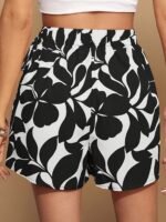 Elegant Short Skirt Pants For Women With Floral Print And Drawstring Elastic Waist. - Image 5