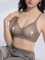 Women'S Push-Up Bra With Palm Support Cups - No Underwire, Seamless Lift & Soft Uplifting Design For Small Chest, Adjustable Straps, Fan-Shaped Details, Beige, Hand Wash Only - Image 4