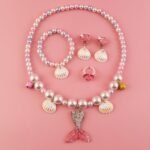 Mermaid Necklace Bracelet Set Mermaid Jewelry Kit Included Shell Necklace Bracelet Ring Earrings For Mermaid Party Costume Jewelry Supplies - Image 6