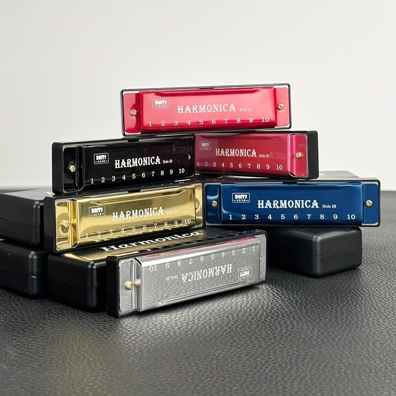 product-fancy-e3eb9e5b-6677-44c7-bb0a-9943b79f0d8a.jpg Premium C-Tone 10-Hole Harmonica - Polished Finish & Durable Hard Shell - Ideal For Beginners, Students & Pros - Great Gift Choice - Image 1