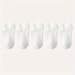 5-Pack Women'S Elegant Invisible No-Show Ankle Socks - Soft Polyester Blend, Seamless Comfort, All-Season Wear, Assorted Neutral Colors (White, Light Blue, Pink, Grey, Black), Cute Socks, Casual Footwear, Minimalist Design, Comfortable Wear - Image 9