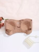 Women'S Seamless Solid Color Strapless Bandeau Bra With Side Clasp - Casual Style, Knit Fabric, Polyamide Blend (85% Polyamide, 15% Elastane), Removable Padding, High Support Wireless Design For Adults - Image 6