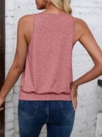 Women'S Casual V-Neck Knit Tank Top, 95% Polyester 5% Elastane, Solid Color Summer Sleeveless Shirt - Image 9