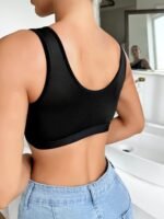 Women'S Novelty Wireless Bra, Semi-Sheer Lace Detail, Polyester And Elastane, Hand Washable - Solid Color - Image 6