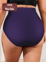 1Pc Plus Size High-Waist Tummy Control Women'S Underwear - Breathable Mesh, Cross-Compression Design, Seamless Briefs For Butt Lifting And Slimming Waist Reduction, Elegant Purple, Tummy Control Shapewear - Image 7