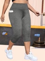 Plus Size High-Waisted Leopard Print Capri Pants With Side Pocket - Stretchy Casual Skinny Jeans For Spring/Summer/Fall, Casual Wear|Leopard Print Pants|Stretchy Fabric - Image 9
