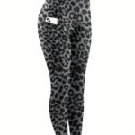Plus Size, Plus Size High-Waisted Pants With Crescent Moon Pockets - 7/8 Length Tummy Control Leggings, Non-See-Through Stretch Fabric & Side Pockets For Women,, - Machine Washable All-Season, Attire, Leopard Print Design, No Transparency Fabric, Highelastic Material, Wear, Breathable Leggings, Compression Leggings, Lifestyle