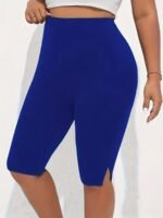 Plus Size Side Split Skinny Shorts, Casual Every Day Stretchy Short Leggings, Women'S Plus Size?Clothing - Image 8